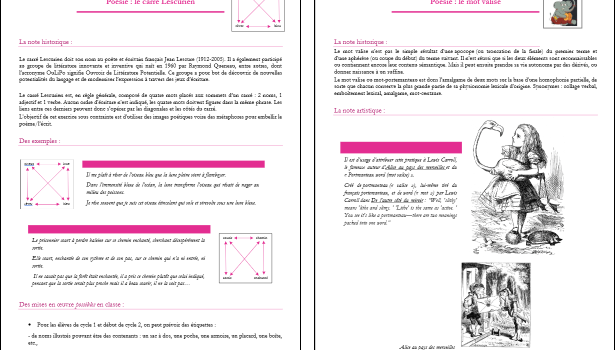 Fiches d’écriture poétique
